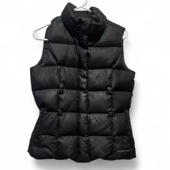 Eddie Bauer Premium Goose Down Black Puffer Vest Woman's Size Small - Picture 1 of 5